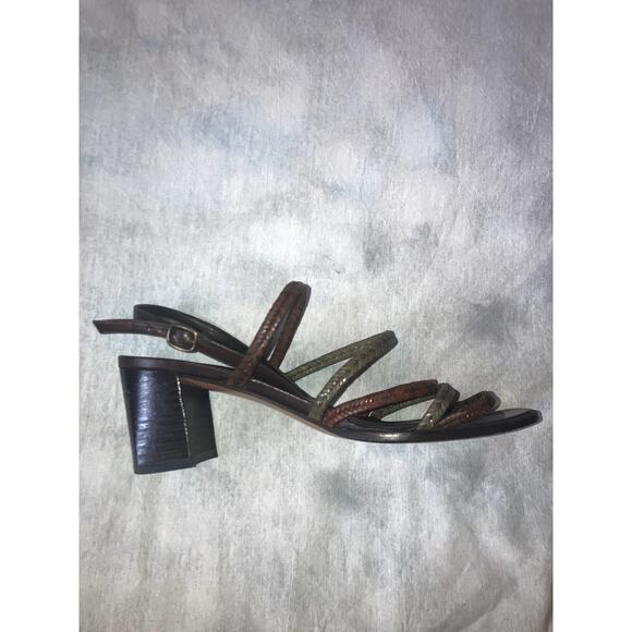 STUART WEITZMAN Strappy Block Heel Slingback Sandals Size 8 VACATION CASUAL - Picture 1 of 11